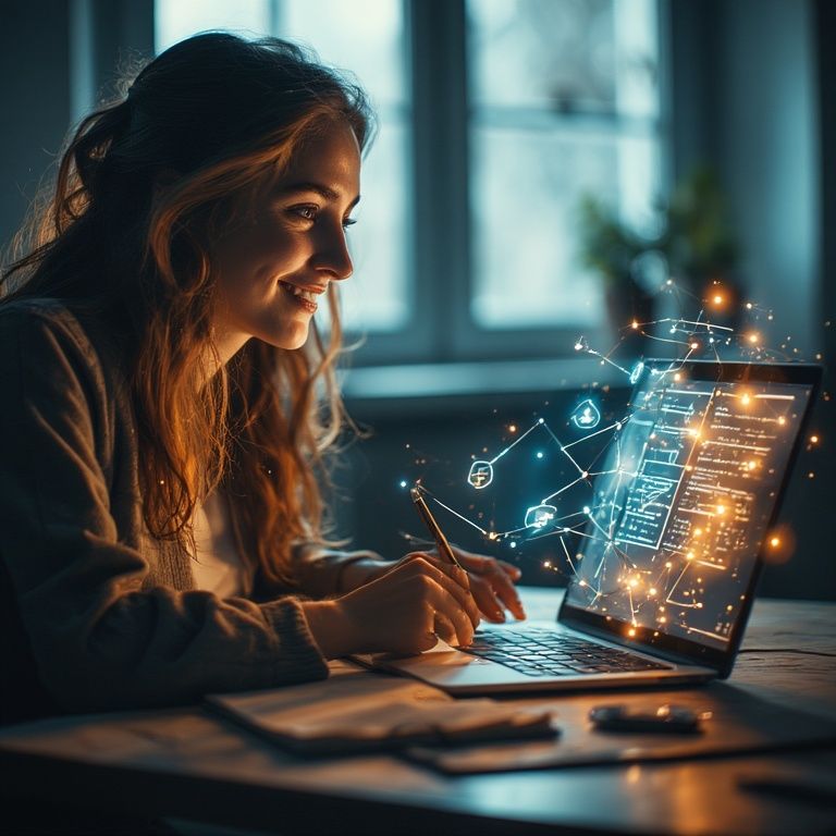 Glowing shield with an upward-trending bar graph in the center, surrounded by digital light rays and abstract technology icons, symbolizing cybersecurity and financial growth.
