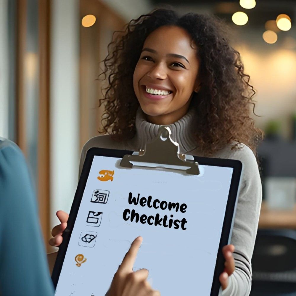 A man and a wmona sre sitting at a desk invloved in a discussion