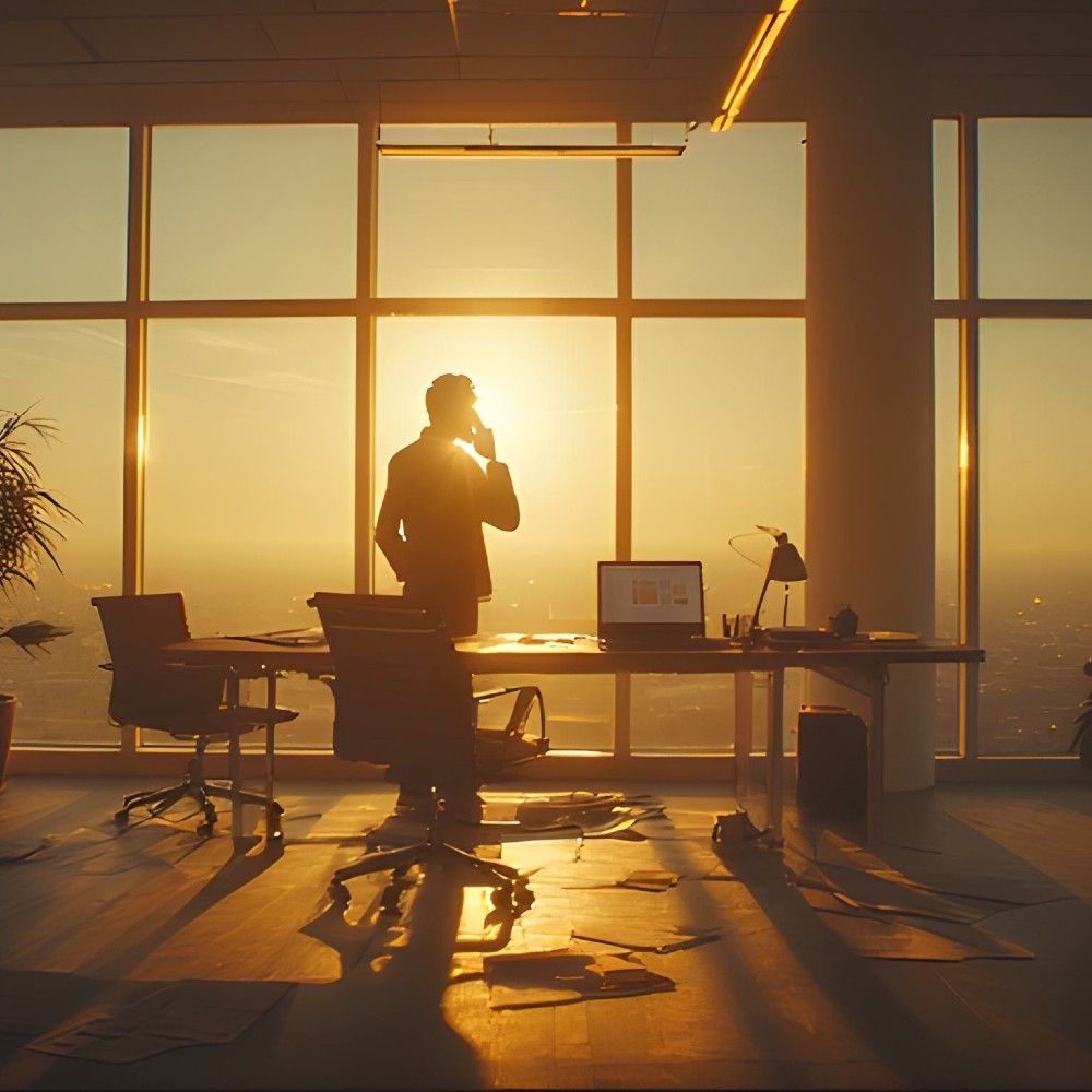 Glowing shield with an upward-trending bar graph in the center, surrounded by digital light rays and abstract technology icons, symbolizing cybersecurity and financial growth.
