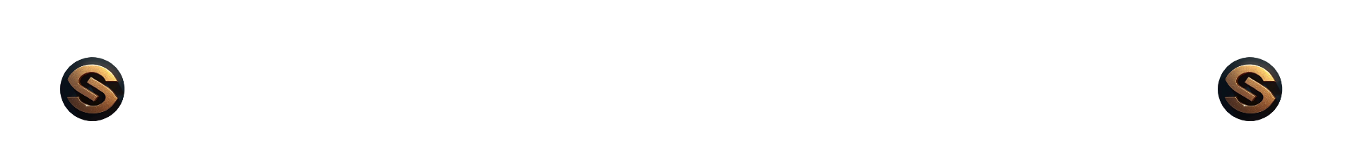 Stylized gold letter "S" with engraved patterns on a dark circular background.