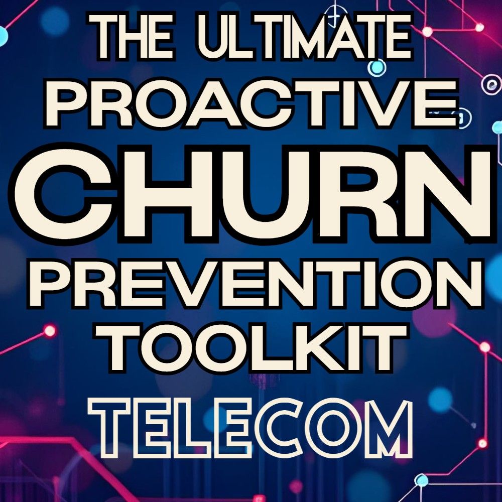 igital background with circuit-like lines and glowing dots, overlaid with the text "The Ultimate Proactive Churn Prevention Toolkit Telecom